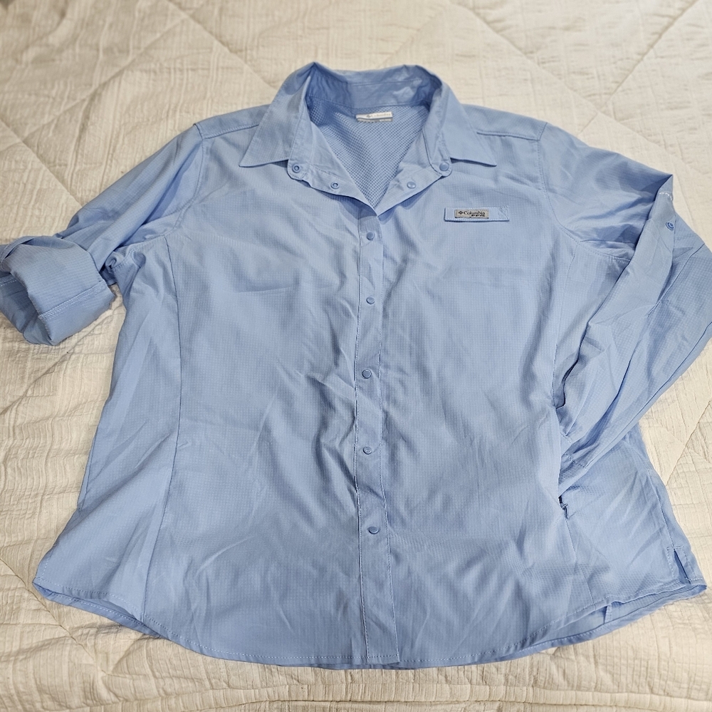 Columbia Blue Casual Button Down Shirt